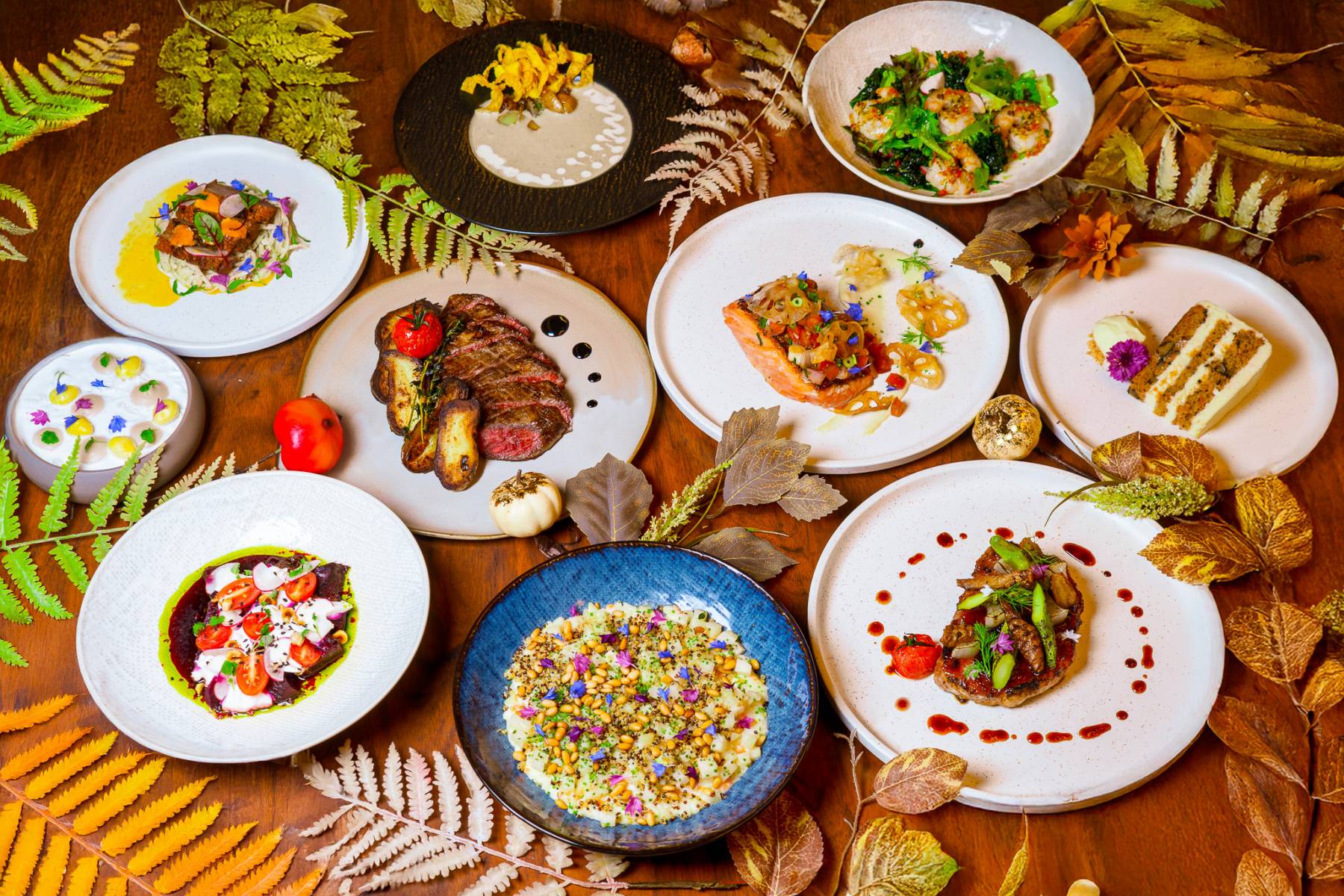 A groupshot food image of the seasonal menu.